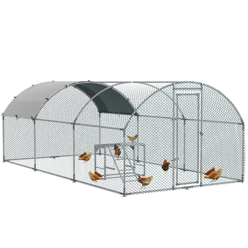 Large Chicken Run with Activity Shelf and Cover, 2.8 x 5.7 x 2m, Green