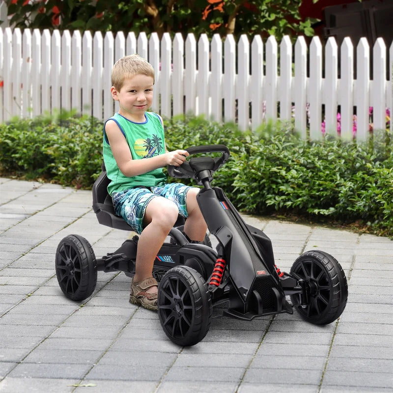 Black Kids Pedal Go Kart with Adjustable Seat and Handbrake