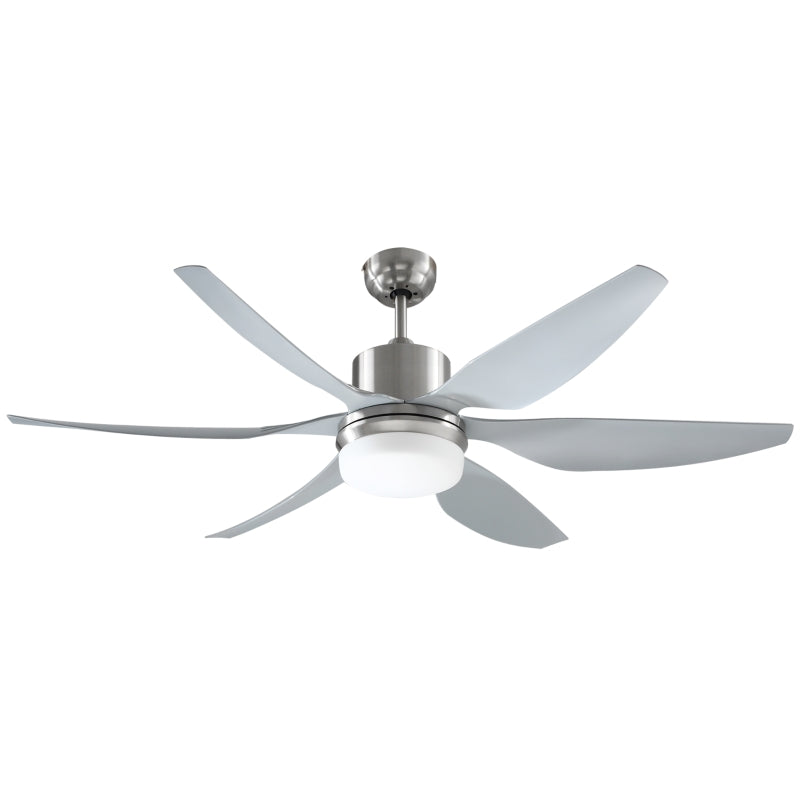 Silver Reversible Ceiling Fan with Light, 6 Blades Indoor Modern LED Remote Control