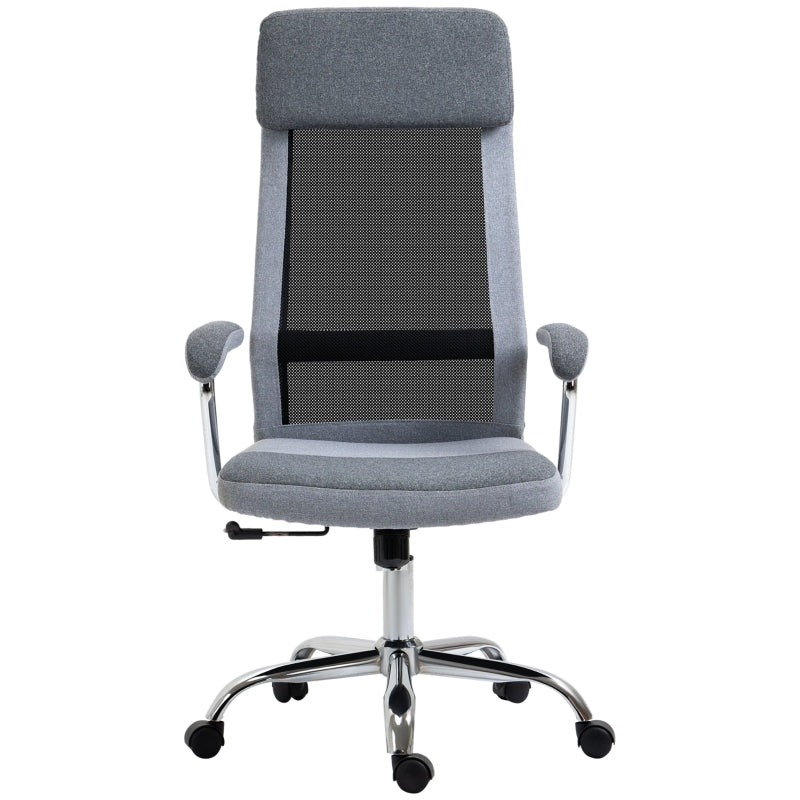 Grey Ergonomic High Back Office Chair with Adjustable Height and Swivel Wheels