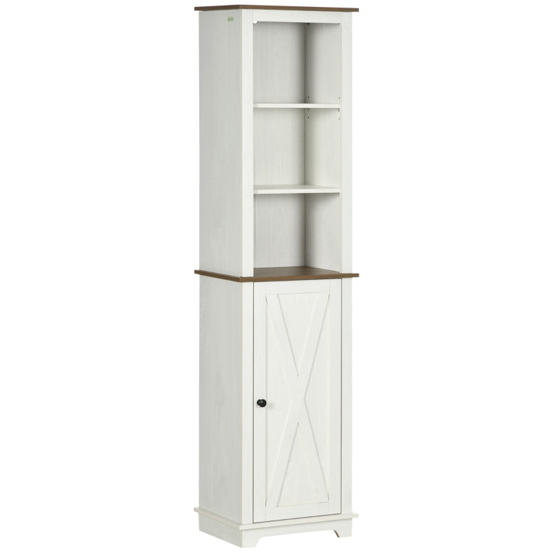 White Tall Bathroom Storage Cabinet with Adjustable Shelves, 39.5 x 30 x 160 cm