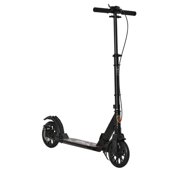 Black Aluminium Foldable Kick Scooter with Shock Absorption for Teens and Adults