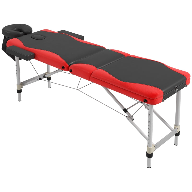 Black and Red Foldable Massage Table for Salon and Spa