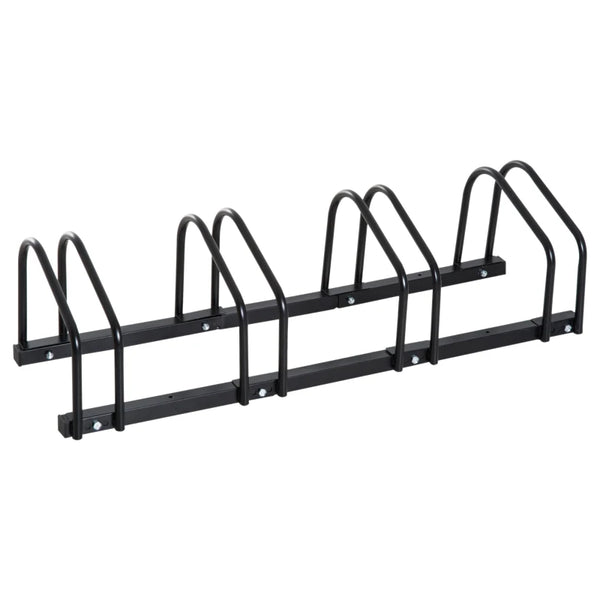 Black Bike Parking Rack - Wall or Floor Mount Bicycle Storage (4 Racks)