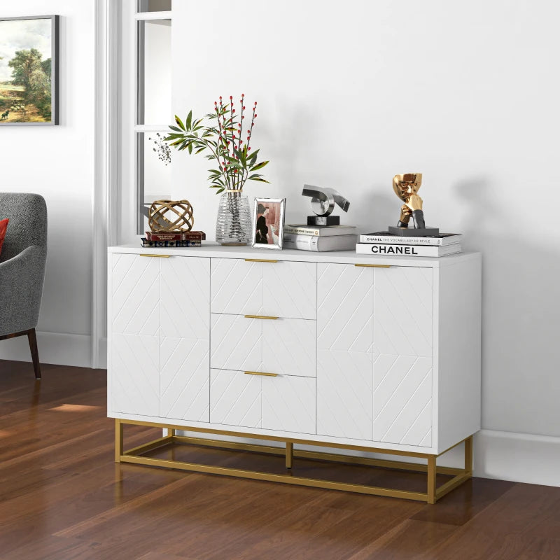 Modern White Storage Cabinet with 3 Drawers