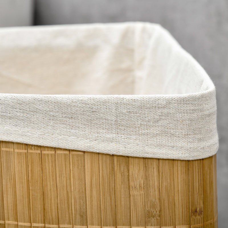 Natural Bamboo Laundry Basket with Lid, 55L Capacity