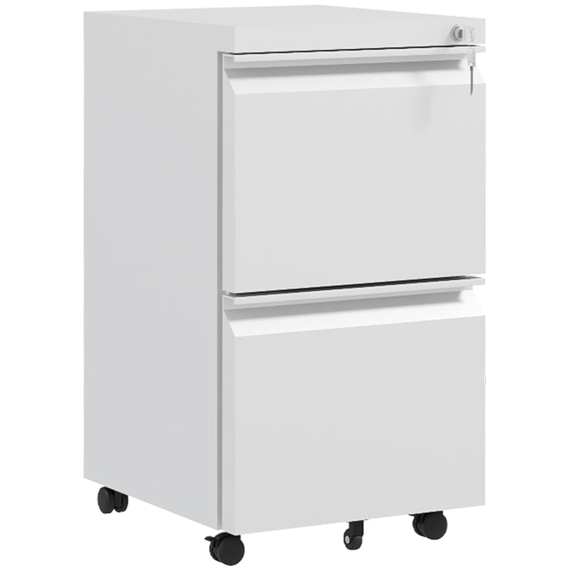 White Steel 2-Drawer Lockable Filing Cabinet for Letter, A4, Legal Size