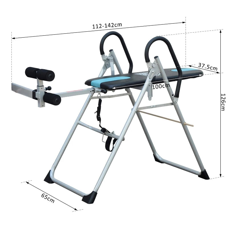 Black Foldable Gravity Inversion Table for Back Therapy and Home Fitness