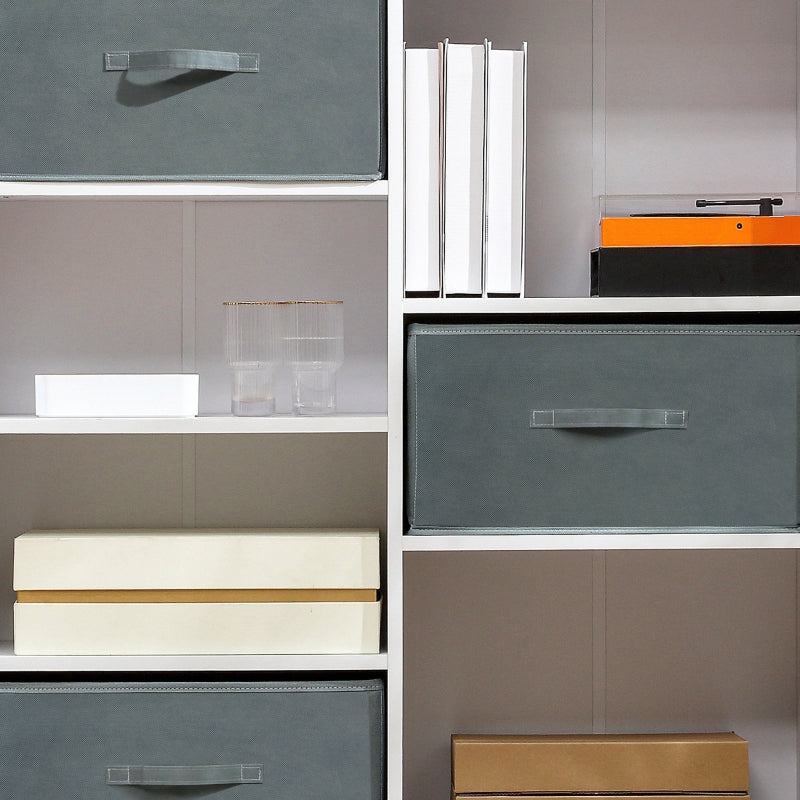 White 7-Cube Storage Cabinet with Fabric Drawers