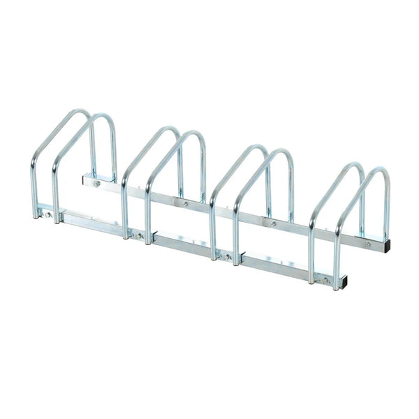 Silver Bike Storage Rack (4 Racks) - Floor/Wall Mount Bicycle Stand