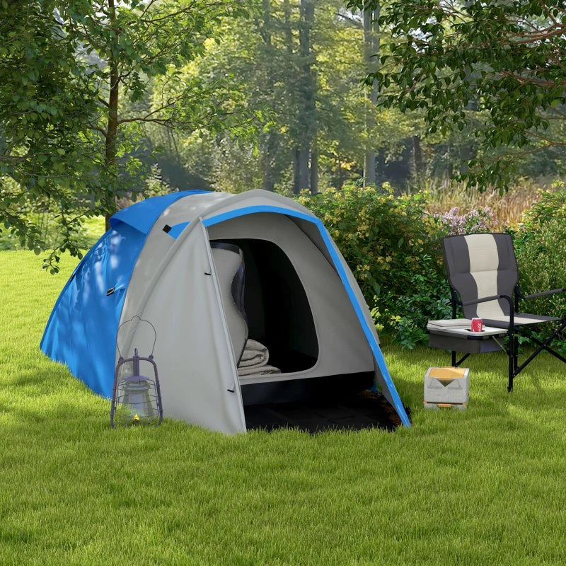 Blue/Grey 2-Person Dome Tent with Front Porch and Accessories