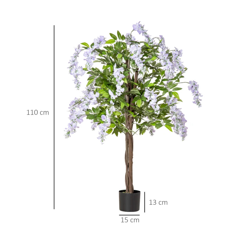 Realistic Purple Wisteria Flower Tree in Pot - Indoor/Outdoor Decor, 110cm