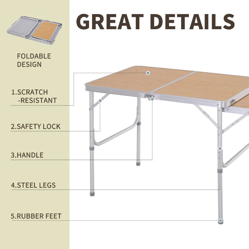 3ft Portable Aluminium Folding Picnic Table - Blue