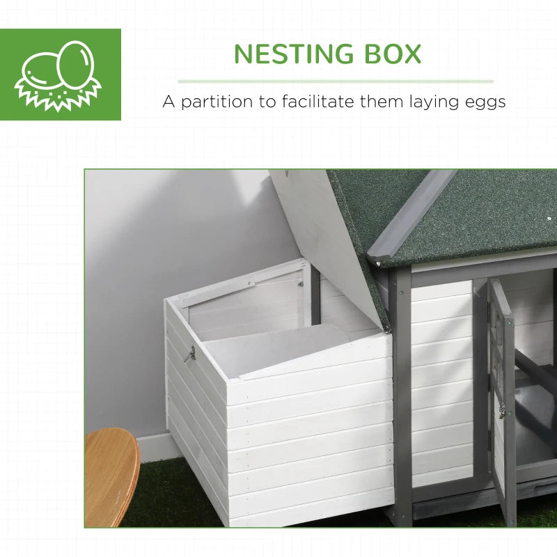 Grey Chicken Coop with Run and Nesting Box - Outdoor Poultry Pen 196x76x97cm