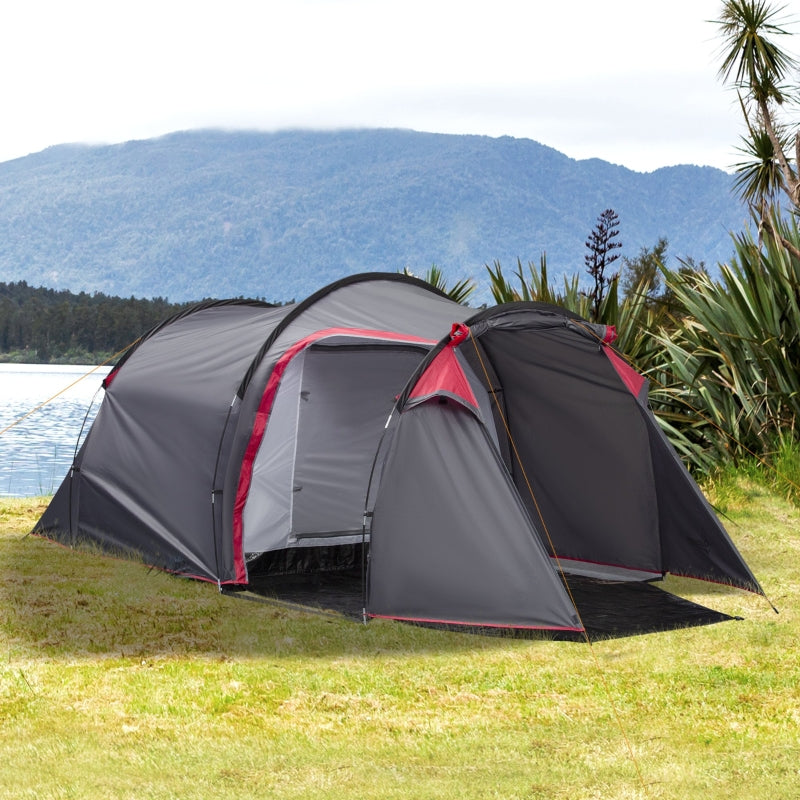 Grey 2-3 Person Tunnel Camping Tent with Porch