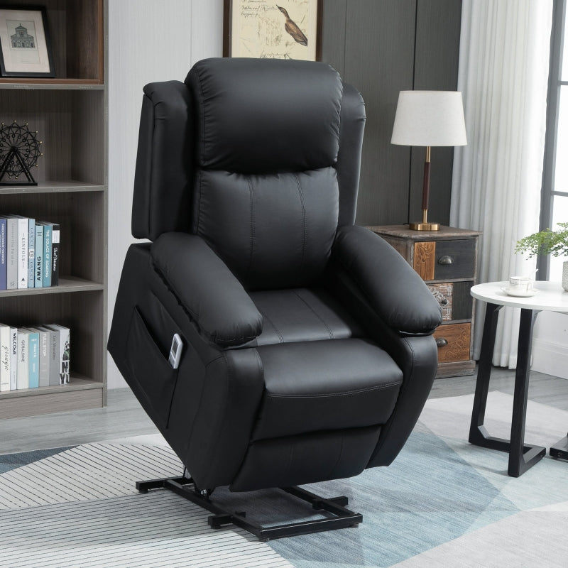 Black Electric Power Lift Recliner Chair with Vibration Massage and Remote Control