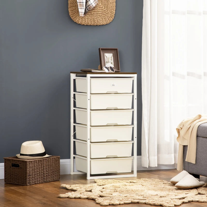 White 6-Drawer Tall Storage Chest for Bedroom and Living Room