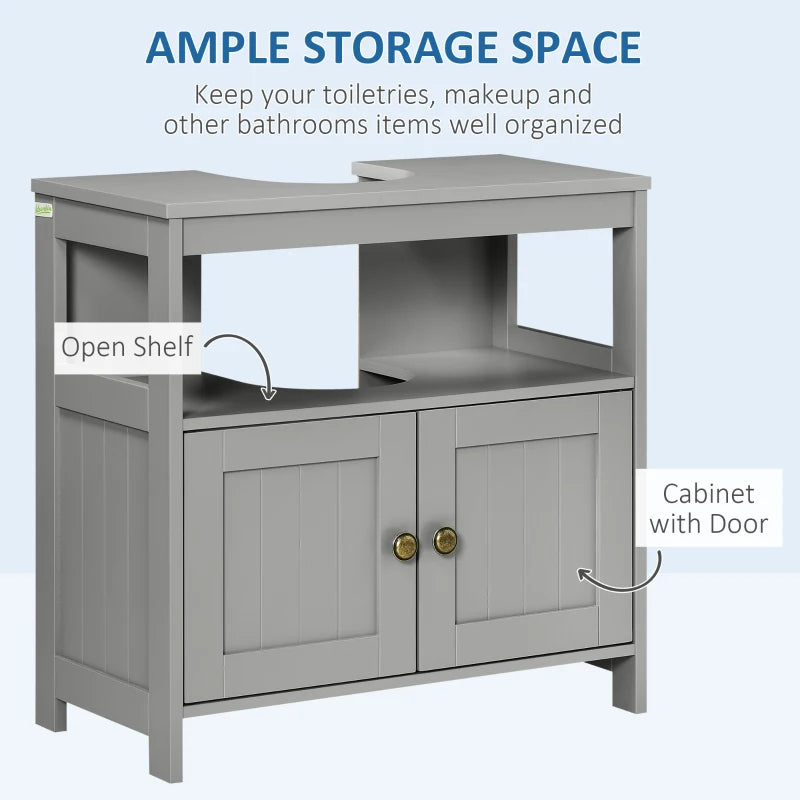 Light Grey Under Sink Cabinet with Double Doors