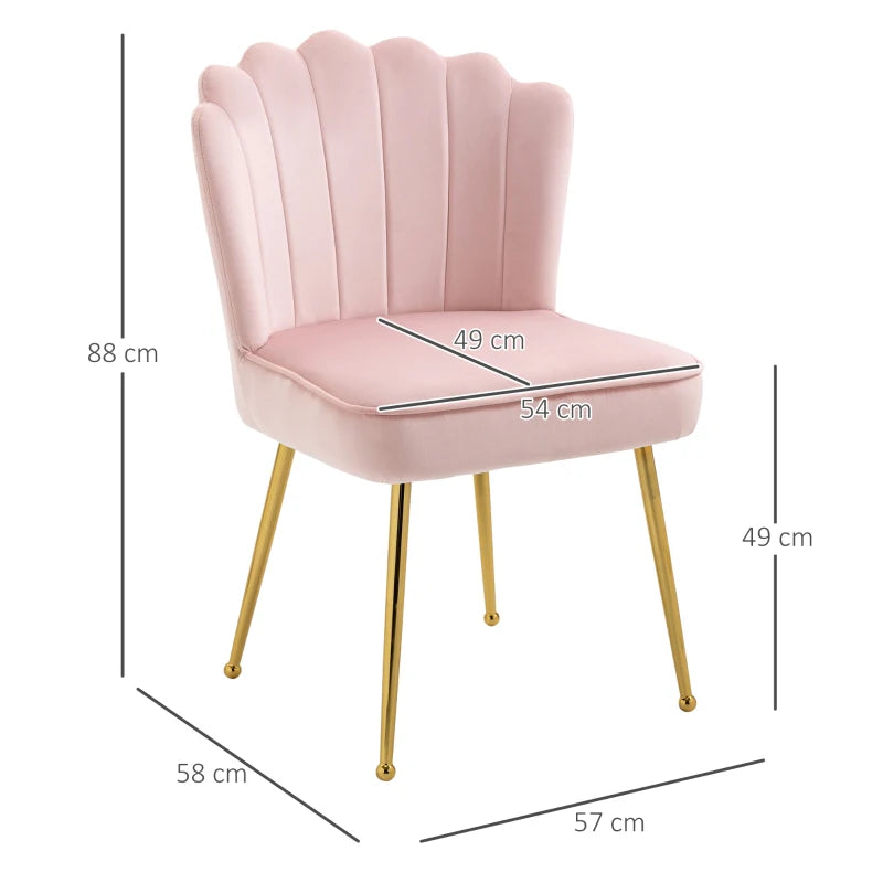 Blush Velvet Accent Chair with Gold Metal Legs, Modern Vanity Chair