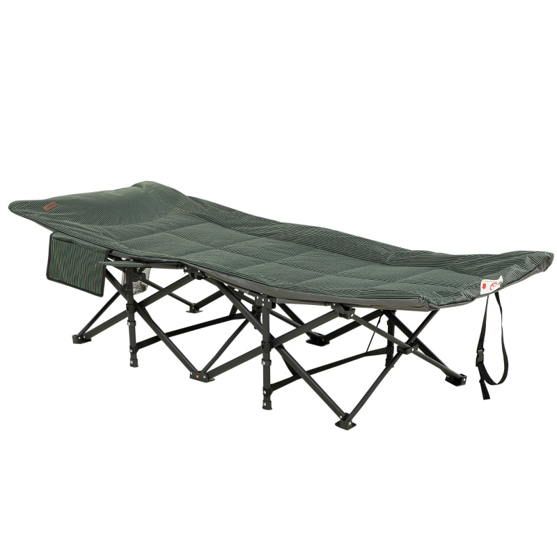 Grey Padded Foldable Sun Lounger with Carry Bag and Cup Holder