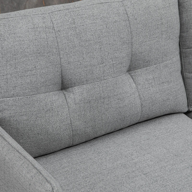 Grey Two Seater Button Tufted Sofa with Cushions