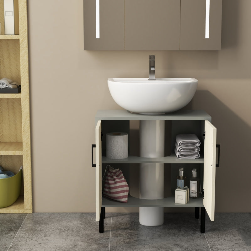 Natural Bathroom Under Sink Storage Cabinet, Double Doors, 60x30x60cm