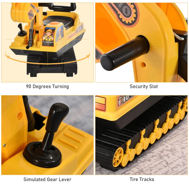 Yellow Ride-On Excavator Toy Tractor Digger