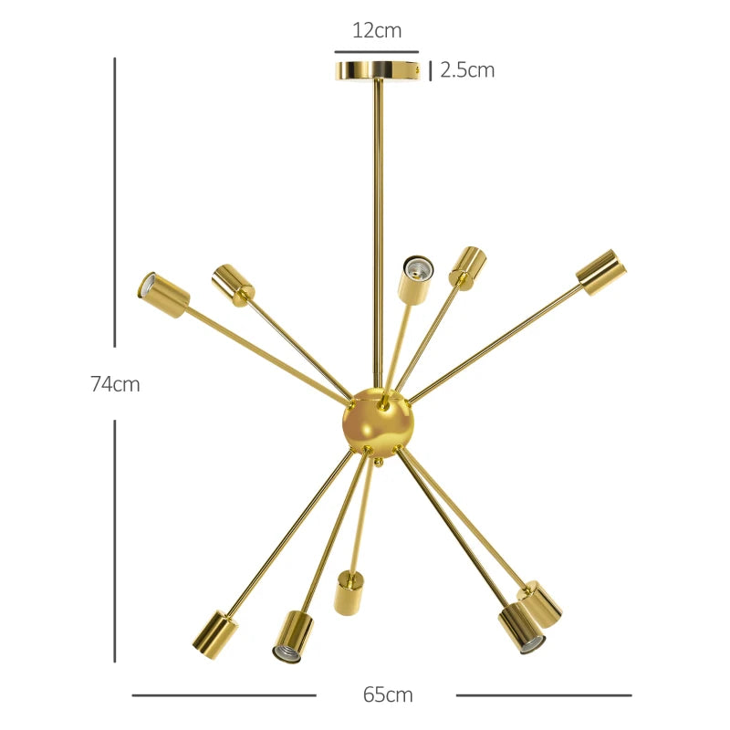 Gold 10-Light Modern Ceiling Chandelier for Bedroom and Living Room