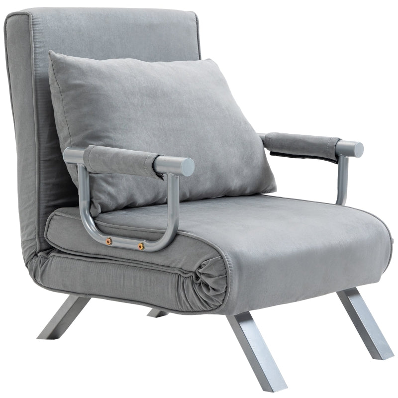 Grey Suedette Adjustable Back Sofa Chair