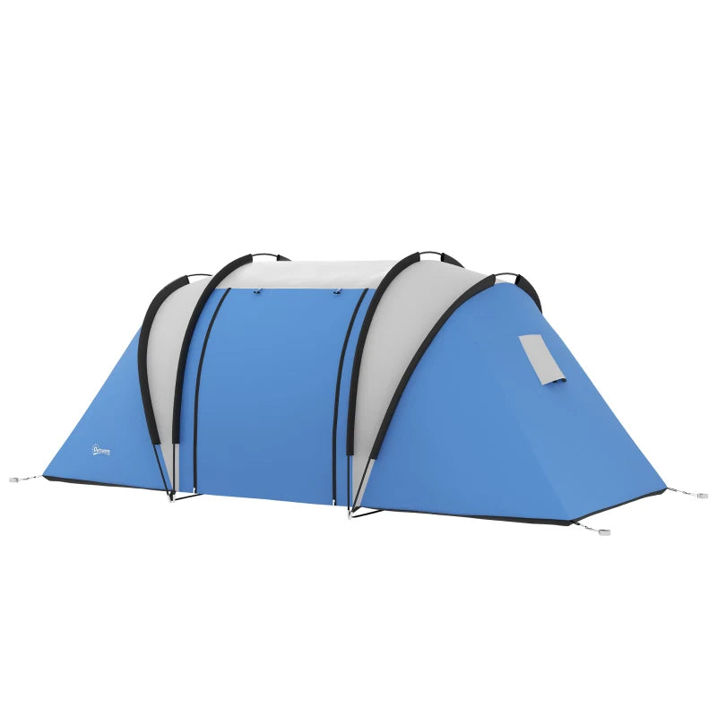 Blue 2-Bedroom Waterproof Camping Tent for Family Fishing and Hiking