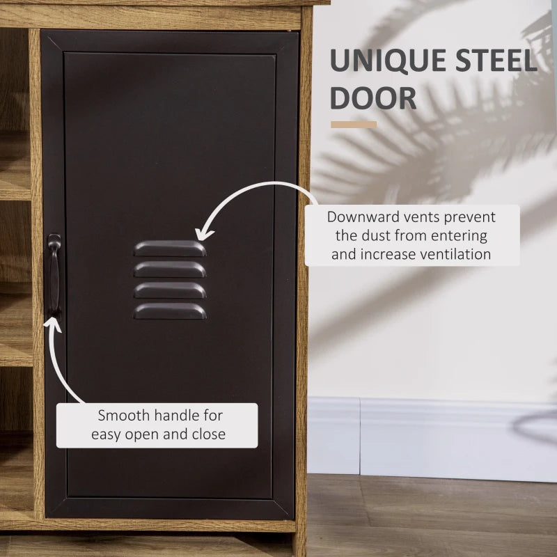 Brown Steel Door Storage Cabinet with 3 Shelves