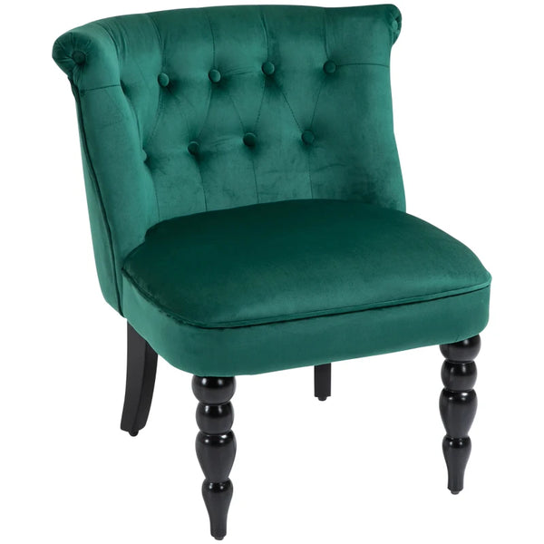 Green Velvet Wingback Accent Chair with Wooden Legs