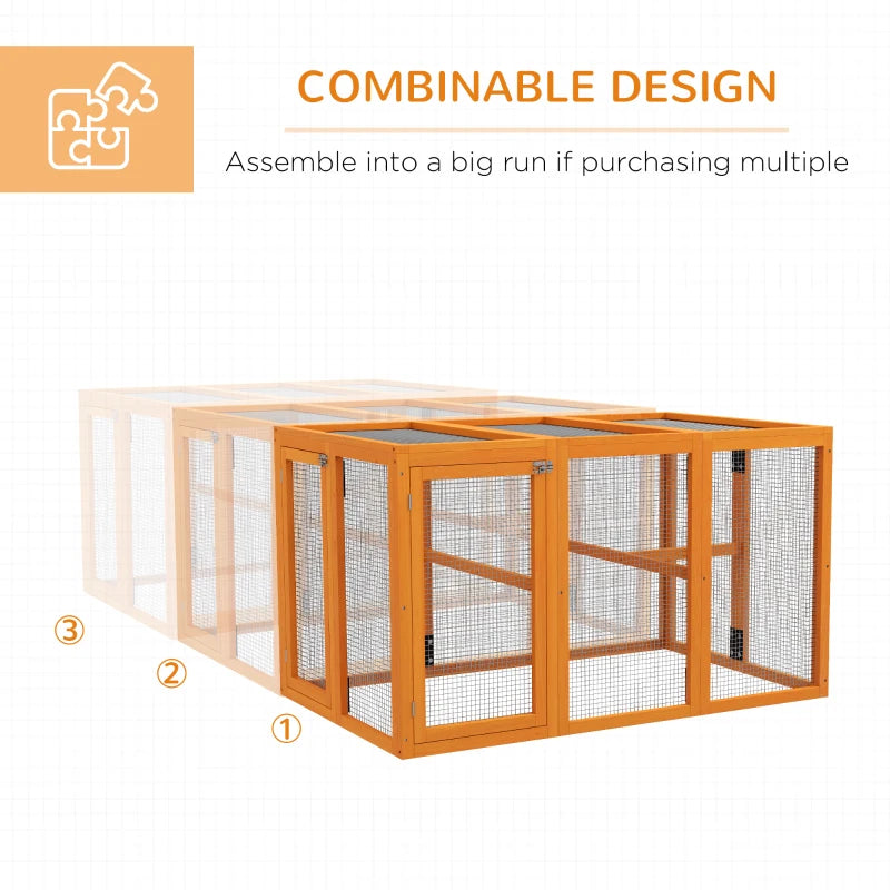 Orange Wooden Chicken Coop with Combinable Design, 80x140x84.5cm