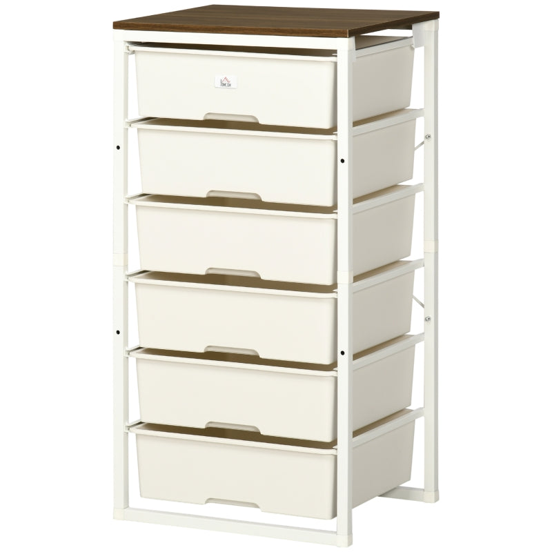 White 6-Drawer Tall Storage Chest for Bedroom and Living Room