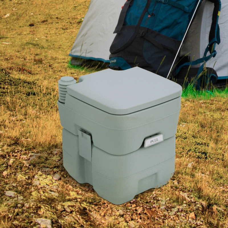 Portable Grey Camping Toilet with 2 Detachable Tanks