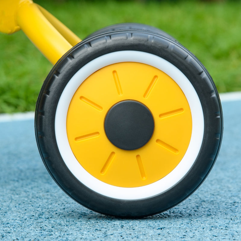 Yellow Kids Trike with Adjustable Seat, Basket & Bell - Ages 2-5