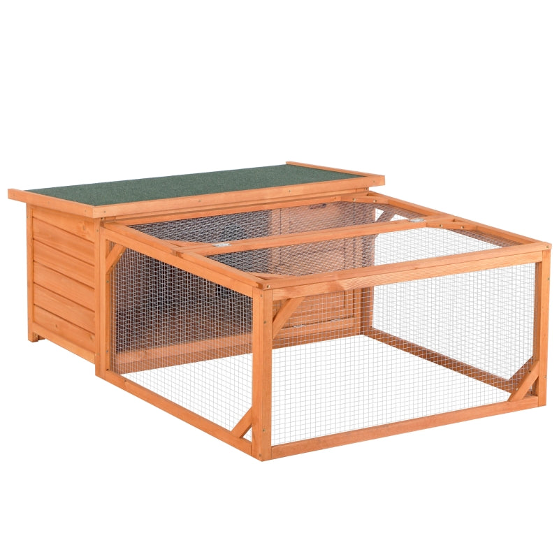 Orange Outdoor Small Animal Hutch with Run and Openable Roof 125.5 x 100 x 49cm