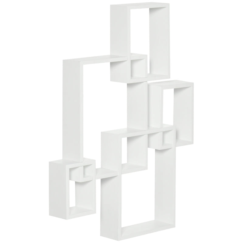 White Interlocking Cube Wall Shelves for Home Decor