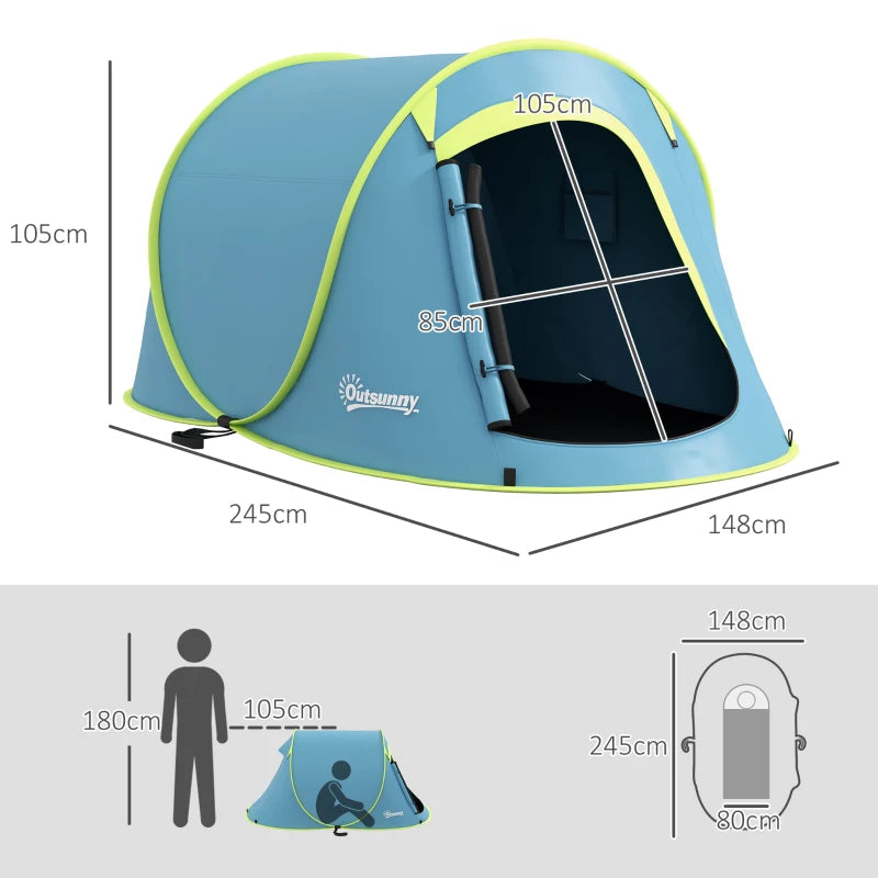 Blue Two-Person Pop-Up Camping Tent Kit