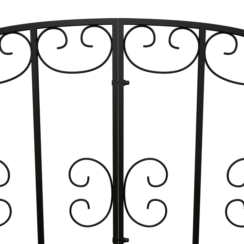 Black Metal Garden Arch Bridge - 1.2M Decorative Scrollwork