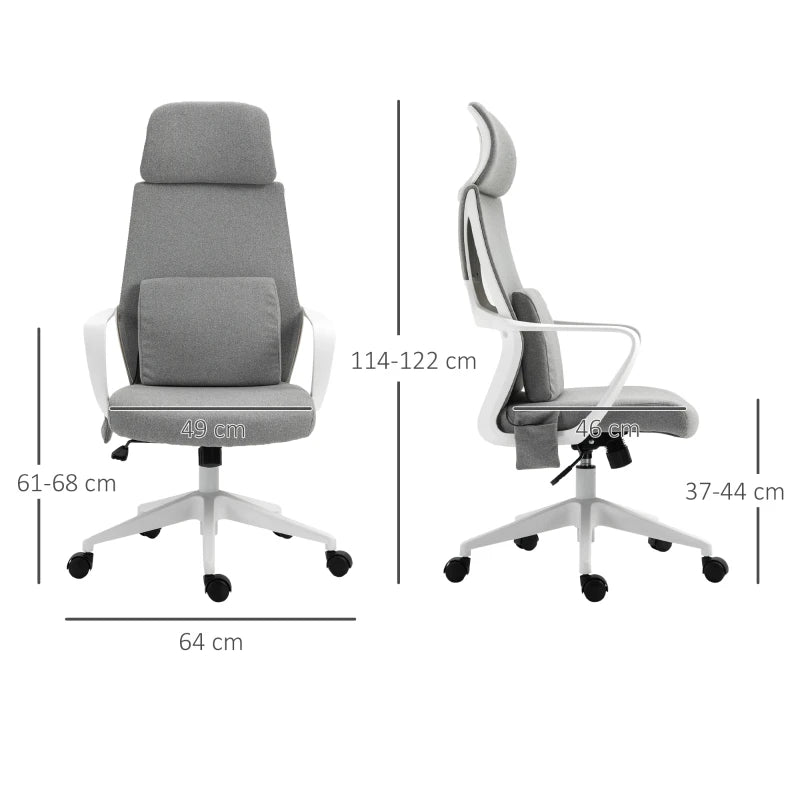 Grey Fabric Office Gaming Chair with Massage Lumbar Pillow