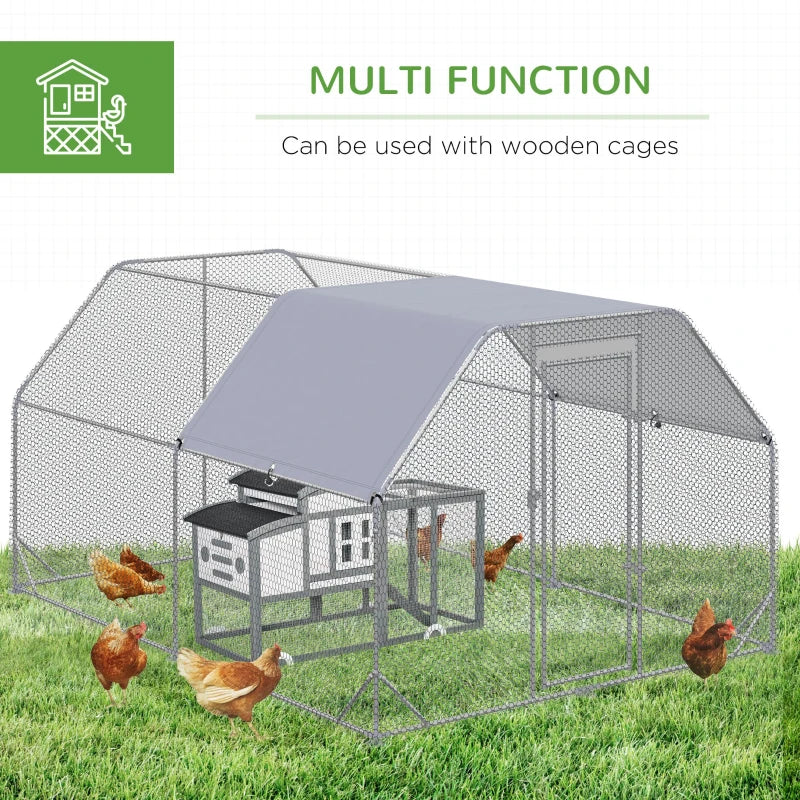 Large Outdoor Chicken Run with Roof, 10-12 Chickens, Duck Pen - Green