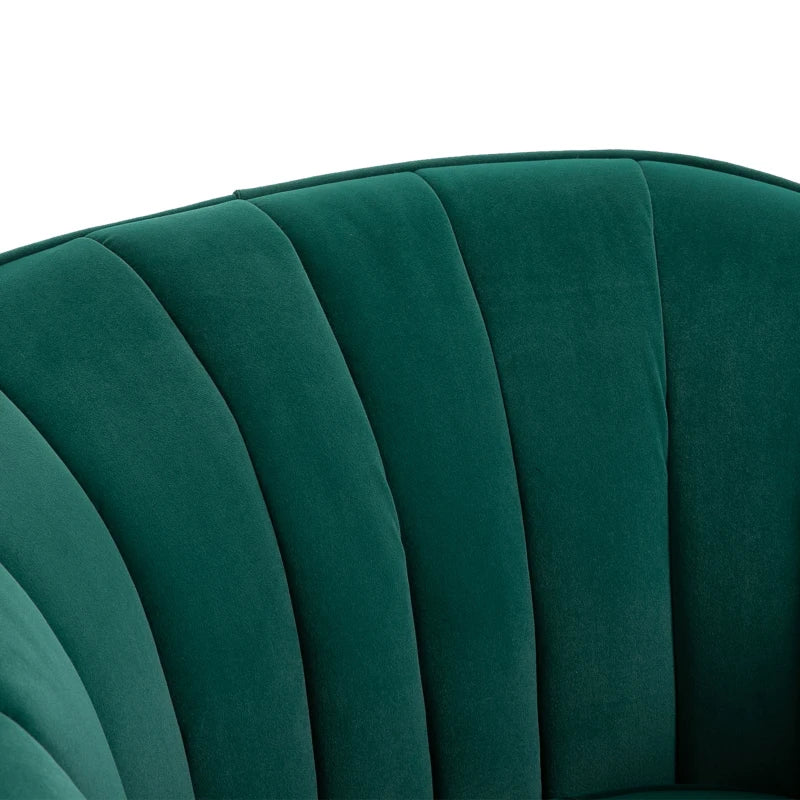 Green Velvet Tub Chair with Golden Metal Legs - Stylish Living Room Furniture