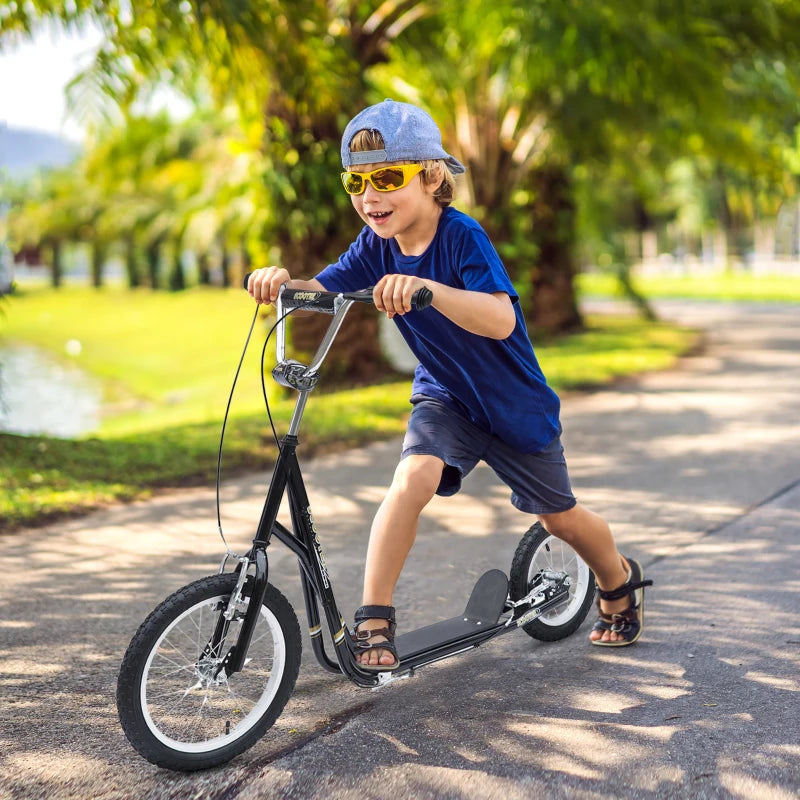 Black Kids Stunt Scooter with Adjustable Handlebar and Dual Brakes