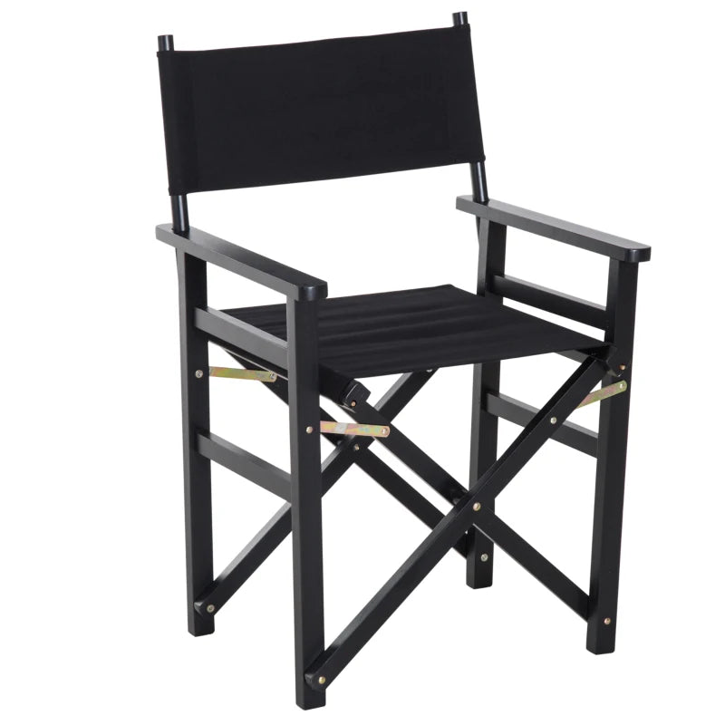 Black Folding Directors Chair with Beech Wooden Frame