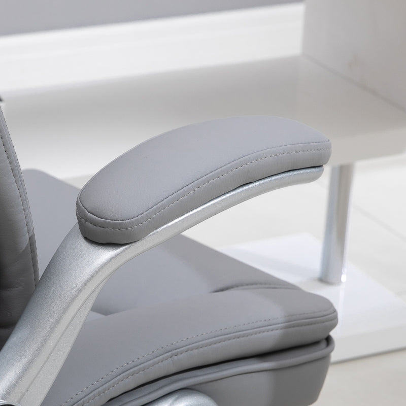 Grey High Back Swivel Office Chair with Flip-up Armrests