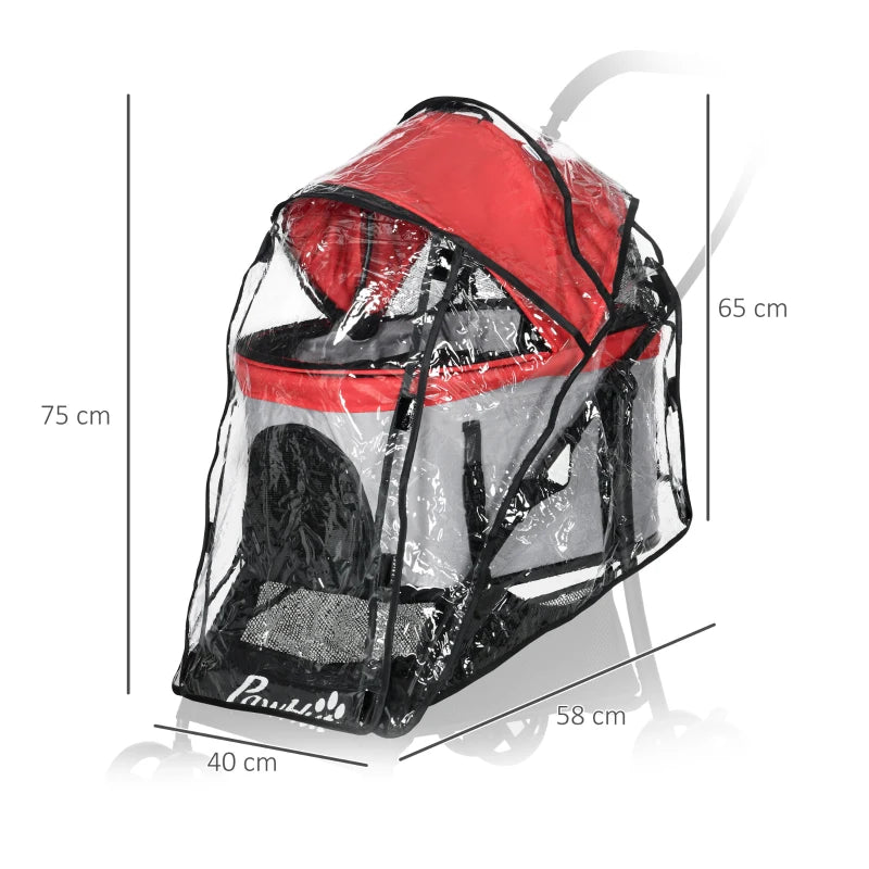 Pet Stroller Rain Cover, Front & Rear Entry, Clear