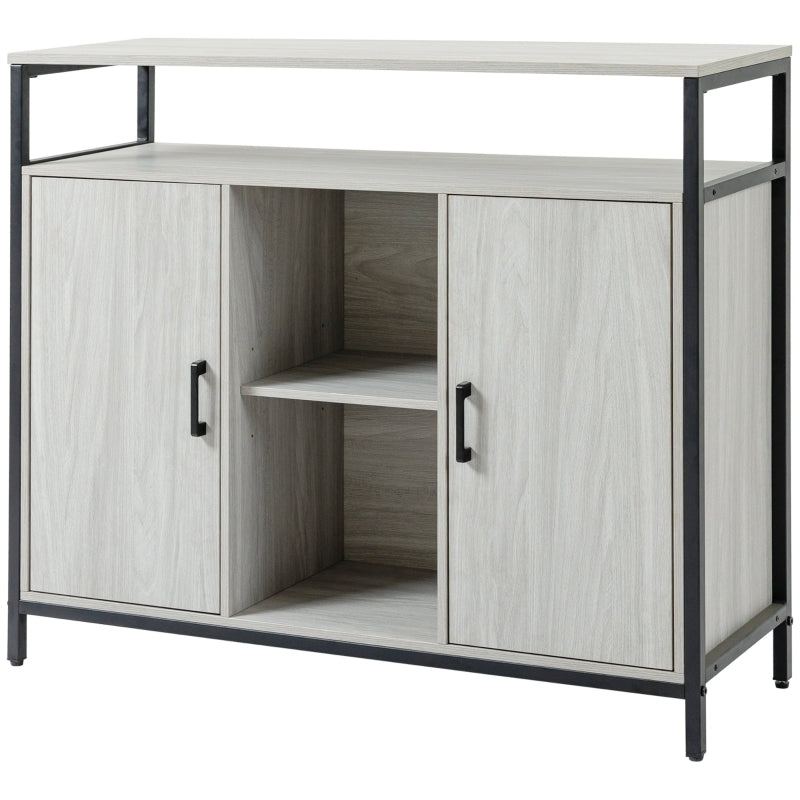 Light Grey Steel Frame Sideboard with 2 Doors and Shelves