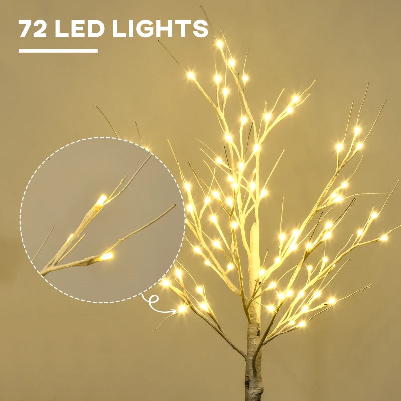 4ft White Birch Tree with Warm White LED Lights - Indoor/Outdoor