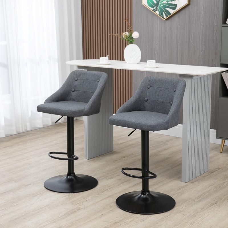 Modern Dark Grey Swivel Bar Stools Set of 2 with Armrests and Footrest